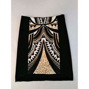 Mink Pink Womens Skirt Size XS BodyCon Black Gold White Animal Print High Low